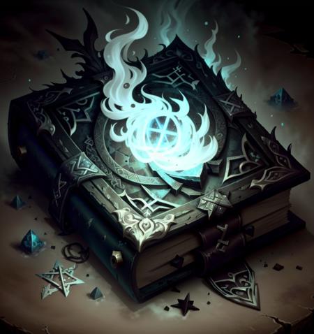 10928-3702124590-,entropymagic , fantasy, dissolving, decay, black flames ,ashes,_grimoire,_A book of spells in mystical cover, studded wi.png